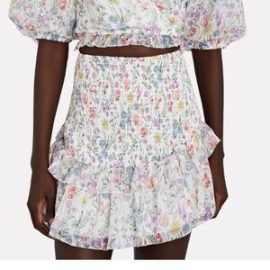 NWT Saylor Teryn Mini Skirt with Ruffled Smocked Design Floral Size Medium